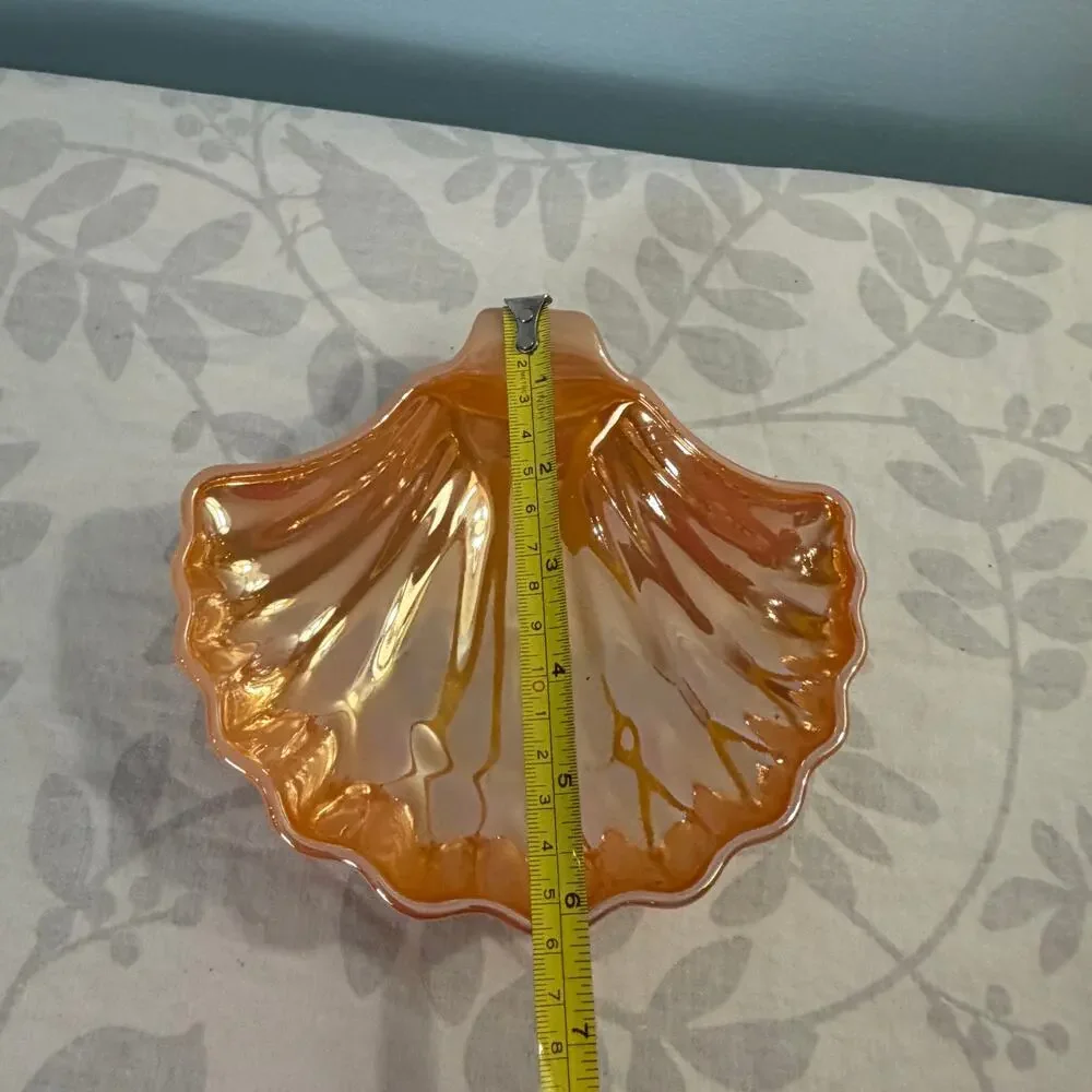 Fire-King Peach Lustre Shell Dish Candy Trinket Bowl Vintage Anchor Hocking